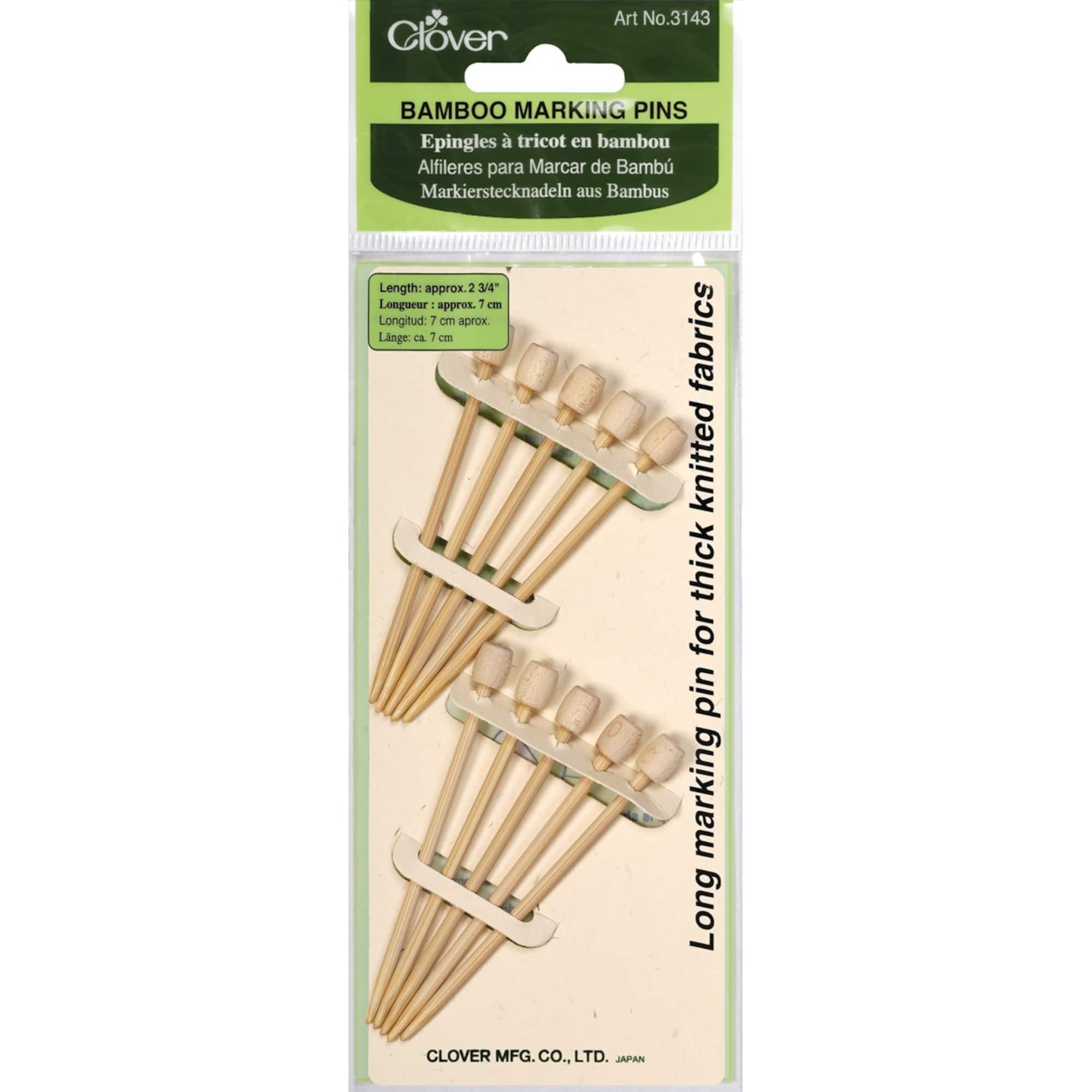 Clover 2.75" Bamboo Marking Pins, 10ct.